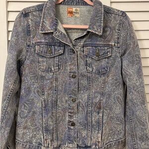 Women's Paisley Jean Jacket - Blue and Gray